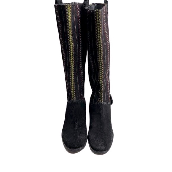 Jack Rogers Women's Aztec Boots Black Suede Leather and Fabric Sz 7 - Picture 3 of 8